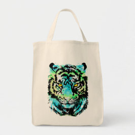 Blue Tiger Head - Tiger Tote Bag Tygkasse