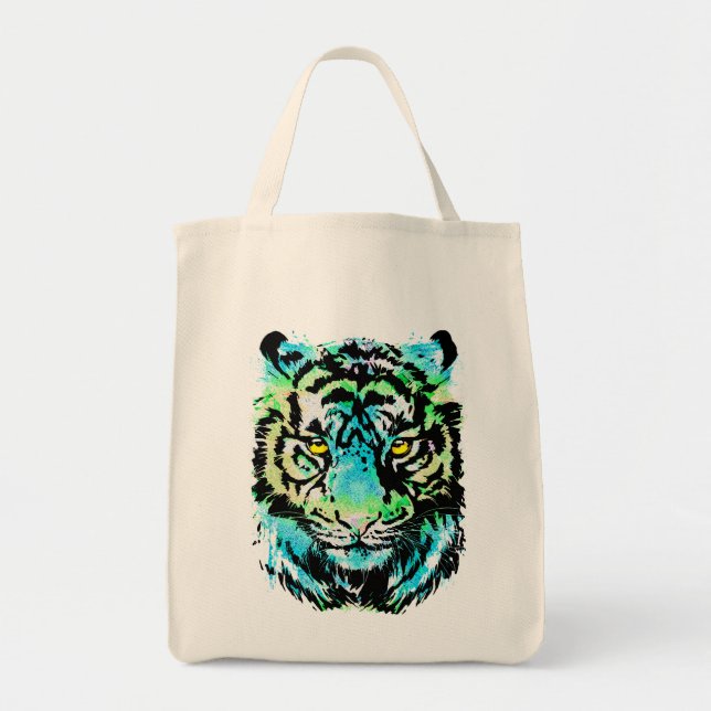 Blue Tiger Head - Tiger Tote Bag Tygkasse (Framsidan)
