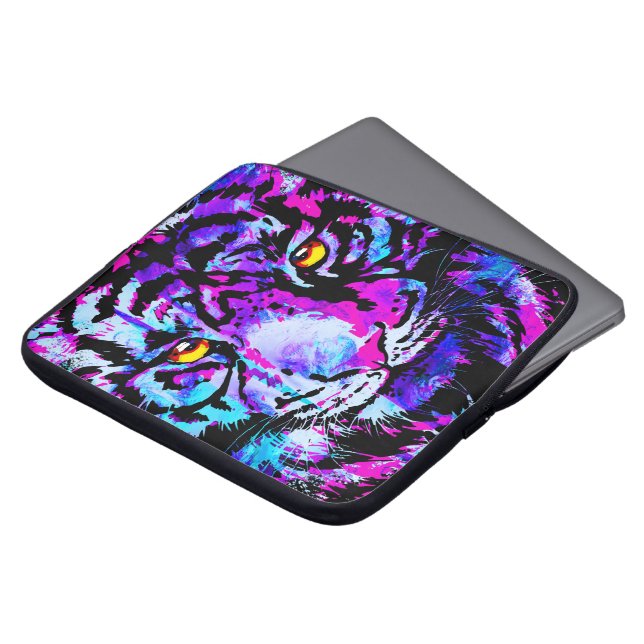 Blue Tiger Laptop sleeve - Colorful Tiger Head (Framsida topp)