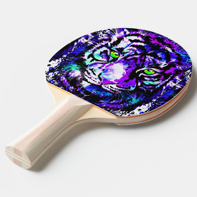 Blue Tiger Ping Pong Paddle - Lila Tiger Öga Pingisracket (Frontvinkel)