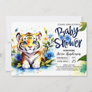 Blue Tiger Unge Baby Shower Inbjudningar