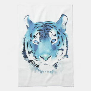Blue Tiger Watercolor Animal Kitchen Towel Kökshandduk