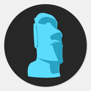 Blue Tiki Moai Påsk ön Hawaiian Luau Gift Runt Klistermärke