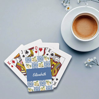 Blue Tile French Country Lemon Custom Name Casinokort