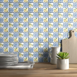 Blue Tile French Country Lemon Pattern Tile Kakelplatta