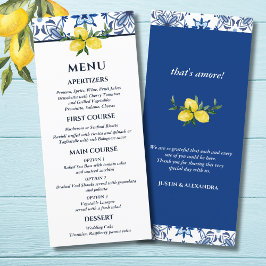 Blue Tile Italy Lemon Mediterranean Bröllop Meny