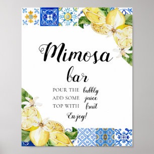 Blue Tile Lemon Italiano Positano Mimosa Pub Sign Poster
