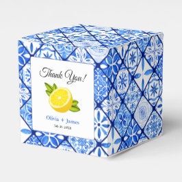 Blue Tile Lemon Tack Bröllop Presentaskar