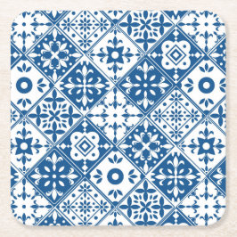 Blue Tile Santorini Grekiska/spanska tema Underlägg Papper Kvadrat