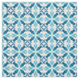 Blue Tile Stil Mönster Tyg