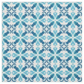 Blue Tile Stil Mönster Tyg