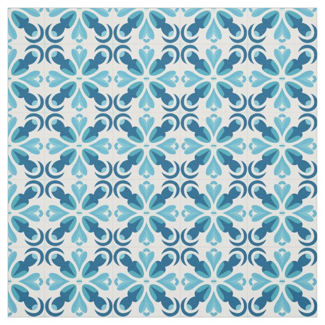 Blue Tile Stil Mönster Tyg (Provkarta)