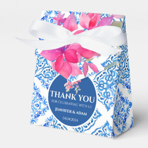 Blue Tiles Amalfi Blommigt Bröllop Tack Bag Presentaskar