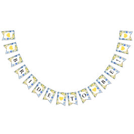 Blue Tiles Lemon Bride to be Bunting Flaggor