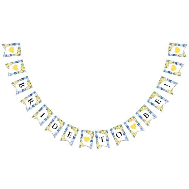 Blue Tiles Lemon Bride to be Bunting Flaggor (Alla)