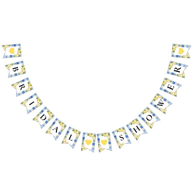 Blue Tiles Lemon Möhippa Bunting Flaggor (Alla)