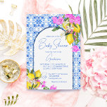 Blue Tiles Lemons Bougainvillea Mediterranean Inbjudningar<br><div class="desc">Blue Tiles Lemons och Bougainvillea elegant Mediterranean Greece Italy Santorini Mykonos temed babyduschinbjudan mall för snabbmall.</div>