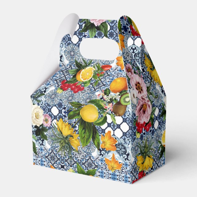 Blue Tiles Mediterranean Lemon Pattern Presentaskar (Framsidan Sidan)