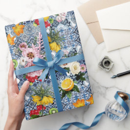 Blue Tiles Mediterranean Pattern Presentpapper