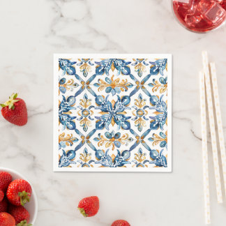 Blue Tiles Napkins Decor Pappersservett