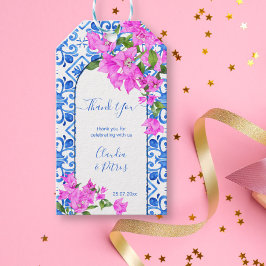 Blue Tiles och Bougainvillea elegant tack. Presentetikett