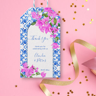 Blue Tiles och Bougainvillea elegant tack. Presentetikett
