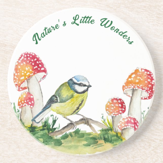 Blue Tit and Fly Agaric in a Forest Clearing Underlägg (Framsidan)