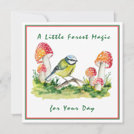 Blue Tit and Fly Agaric Watercolor Inbjudningar