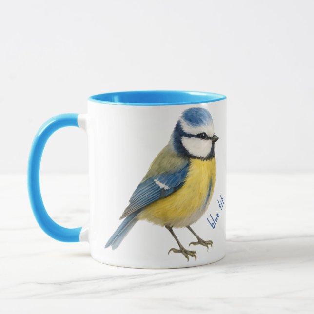 Blue Tit Bird Mug Nature Lover Gift Mugg (Vänster)
