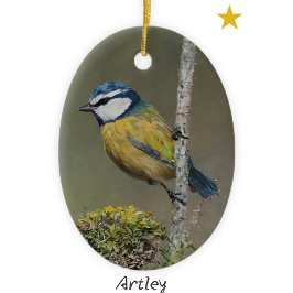 Blue Tit Bird Painting Anpassningsbar jul jul Julgransprydnad Keramik