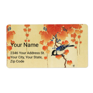 Blue Tit Bird,Paulownia Gren,Red Höst löv Fraktsedel