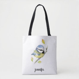Blue tit Bird Tote Bag Tygkasse