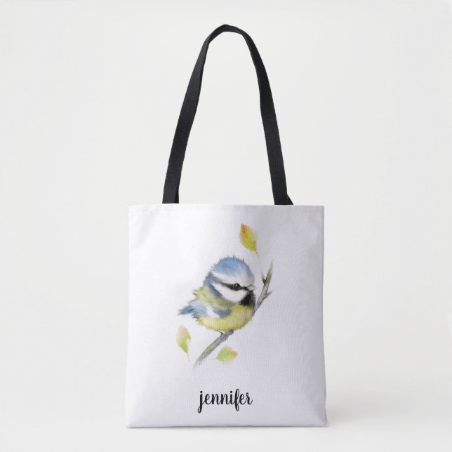 Blue tit Bird Tote Bag Tygkasse (Framsida)