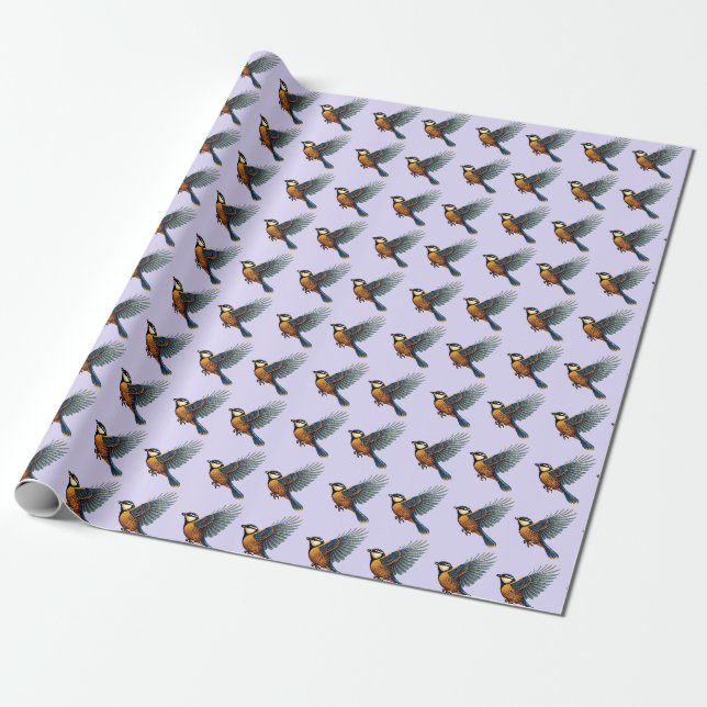 Blue Tit lilac Presentpapper (Utrullad)