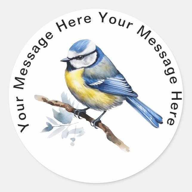 Blue Tit Runt Klistermärke (Framsida)