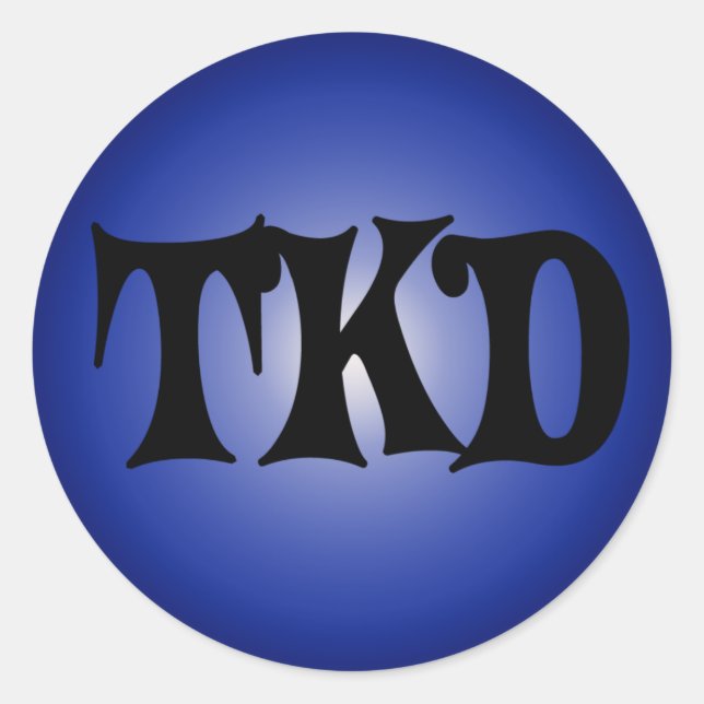 Blue TKD Round Sticker Runt Klistermärke (Framsida)