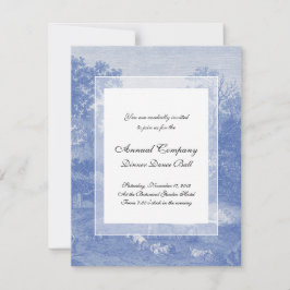 Blue Toil de Jouy Fransk Land Shabby Elegance Inbjudningar