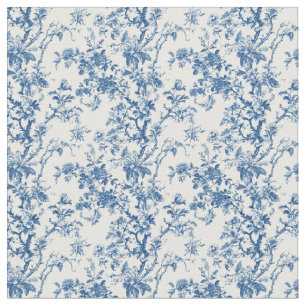 Blue Toile Blommigt Grenar Tyg