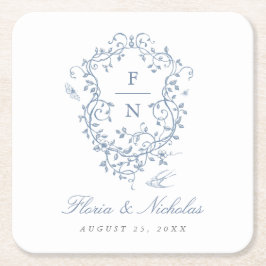 Blue Toile Bröllop Papper Underlägg Chinoiserie Ch Kvadrat