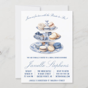 Blue Toile China Victorian Tea Party Möhippa Inbjudningar