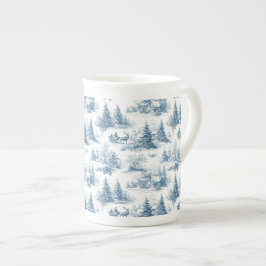 Blue Toile Christmas Pattern Benporslin Mugg