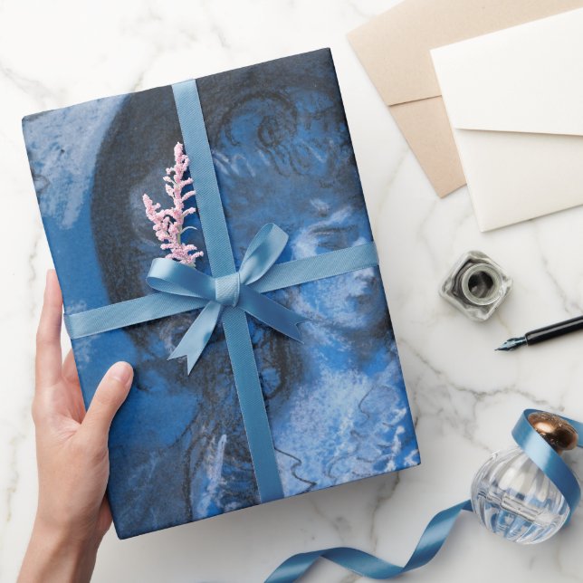 Blue Toile Dam Fransk Presentpapper (Gåvor)