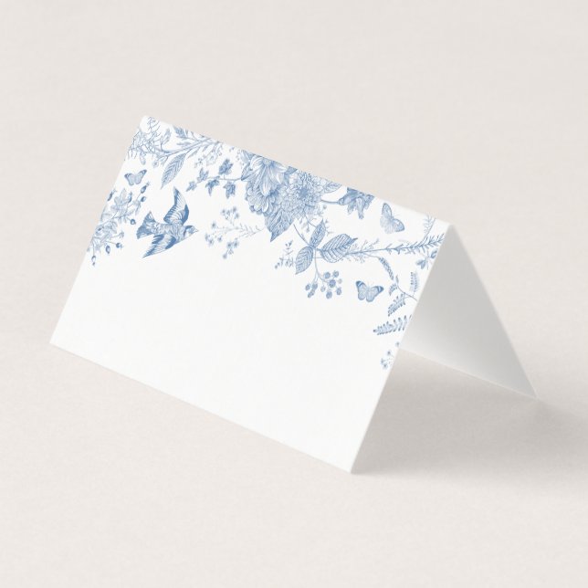 Blue Toile De Jouy Blommigt Placera kortet Bord De Kort (Framsida)