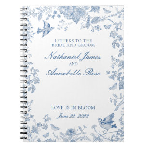 Blue Toile De Jouy Bröllop Brev Bride and Groom Anteckningsbok
