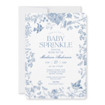 Blue Toile De Jouy Fransk Blommigt Baby Sprinkle