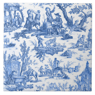 Blue Toile de Jouy Kakelplatta