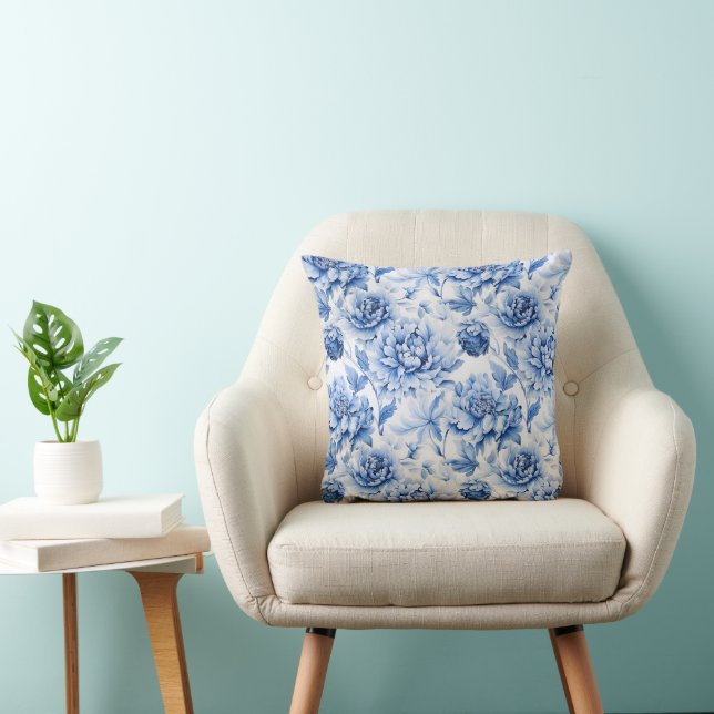 Blue Toile de Jouy Kudde (Stol)