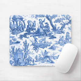 Blue Toile de Jouy Mouse Pad Musmatta