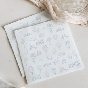 Blue Toile De Jouy Nursery Baby dusch Pappersservett