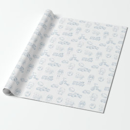 Blue Toile de Jouy Nursery Boy Shower Presentpapper